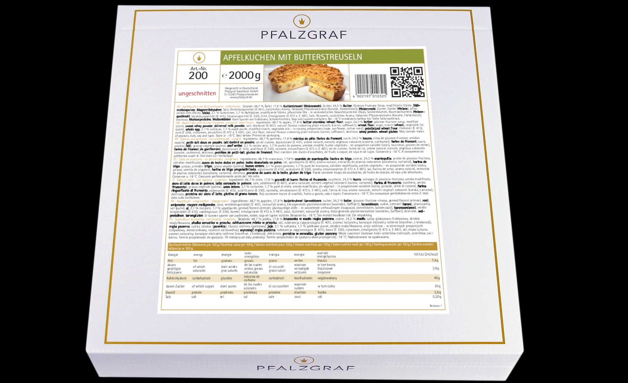 Apfelkuchen mit Butterstreuseln 2000g