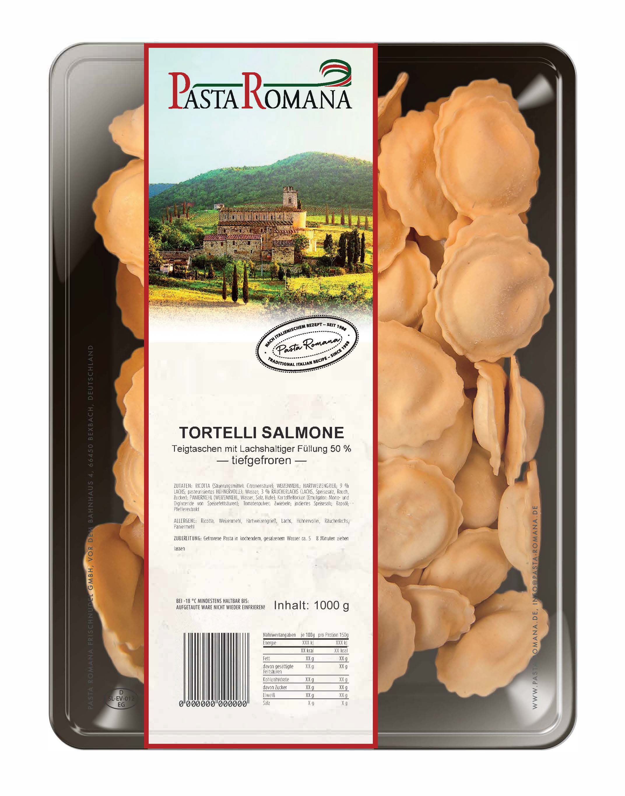 Tortelli mit Lachsfüllung 1000g