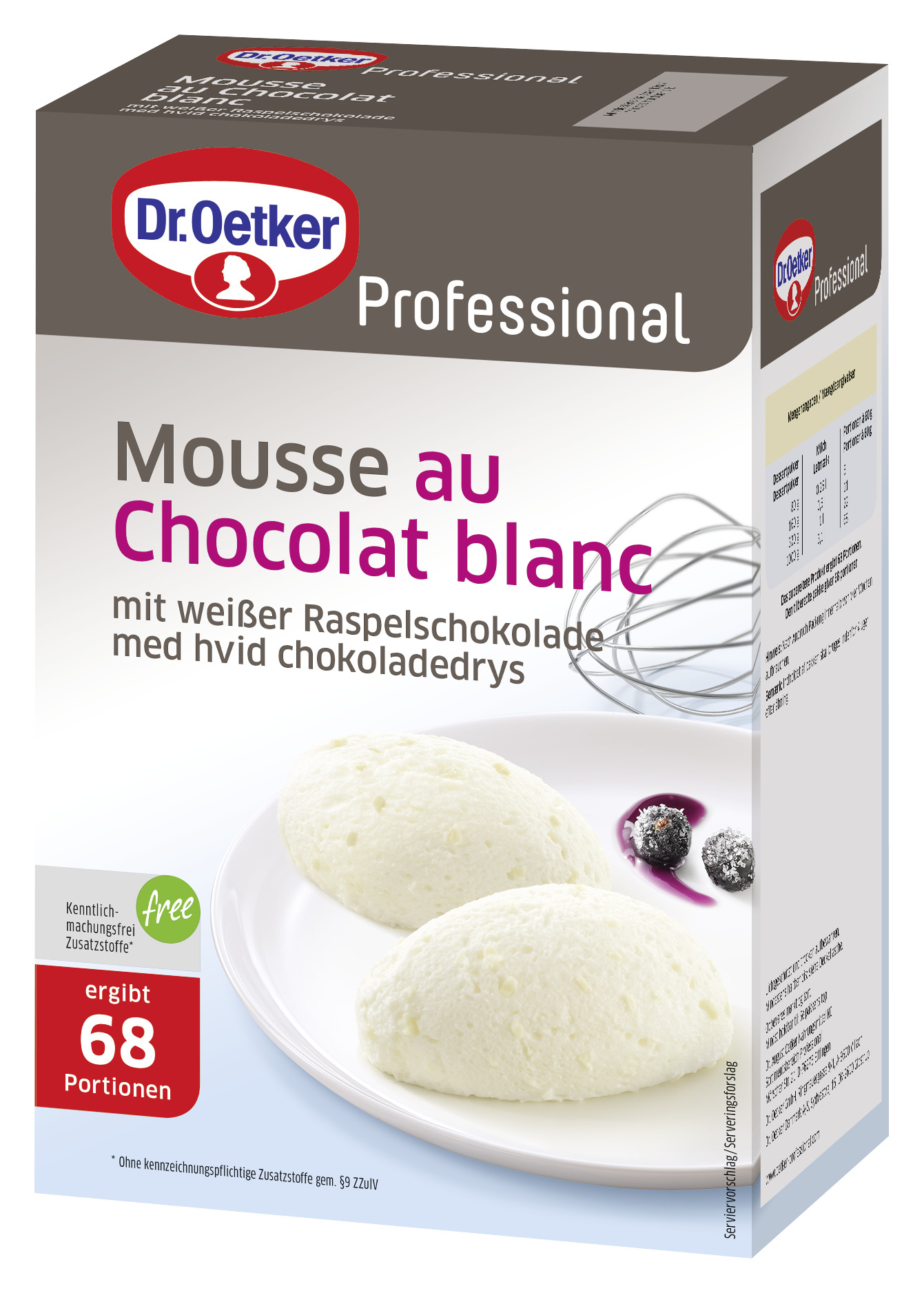 Mousse au Chocolat blanc mit weißer Raspelschokolade 1000g