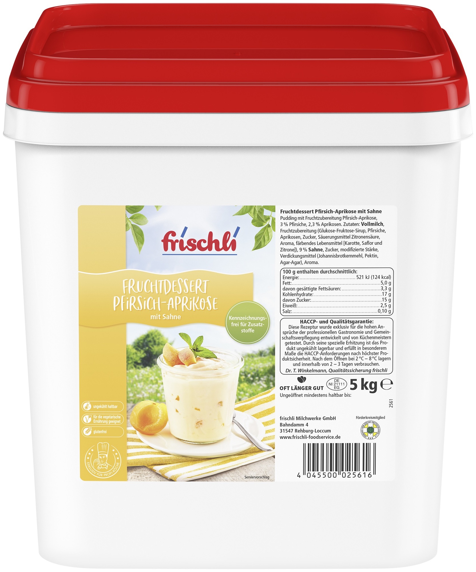Pfirsisch-Aprikose-Pudding mit Sahne 5000g