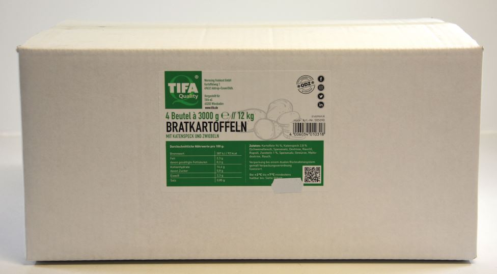 Bratkartoffeln mit Katenspeck und Zwiebeln 3000g