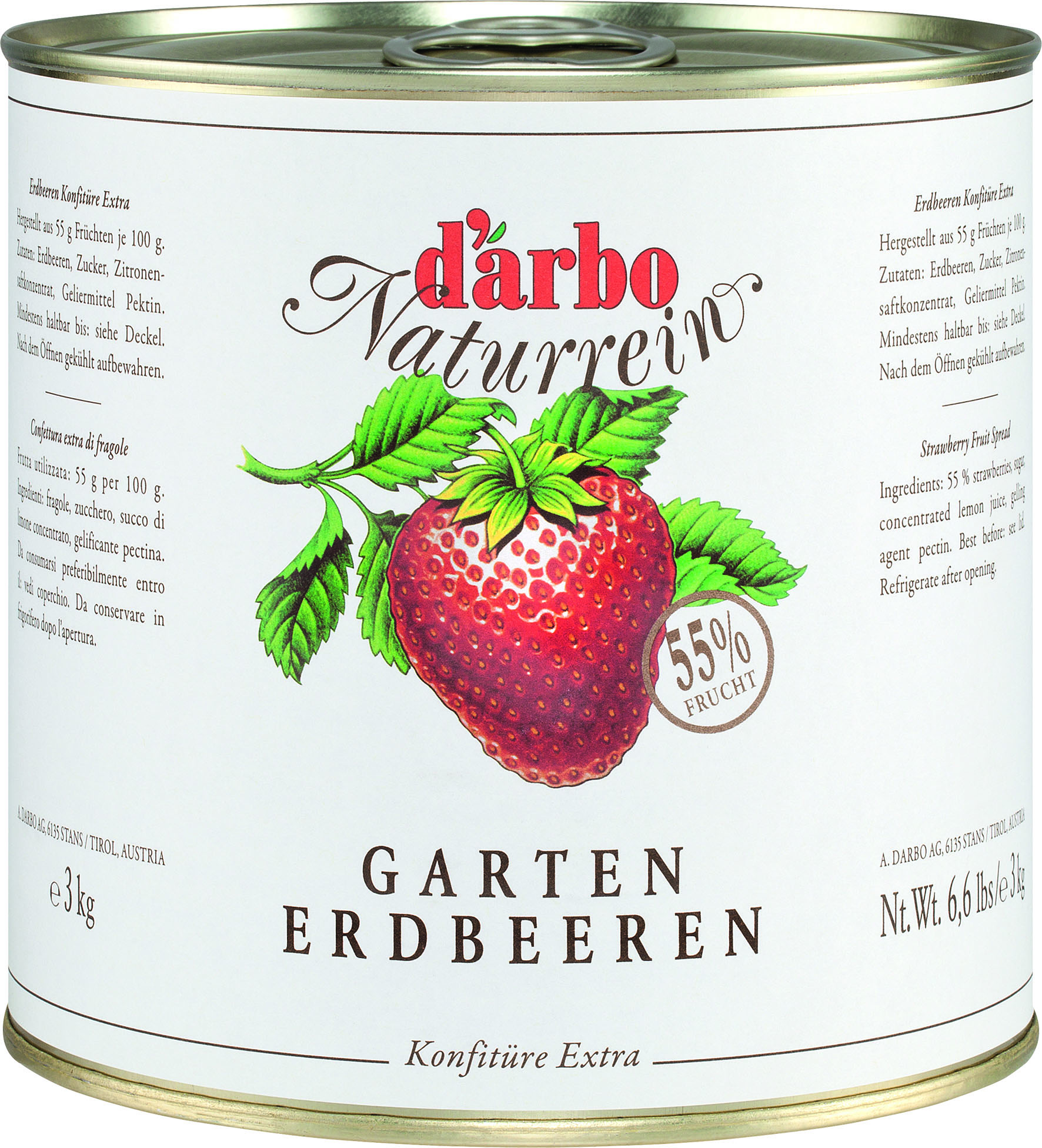 Naturrein Gartenerdbeer Konfitüre extra 3000g