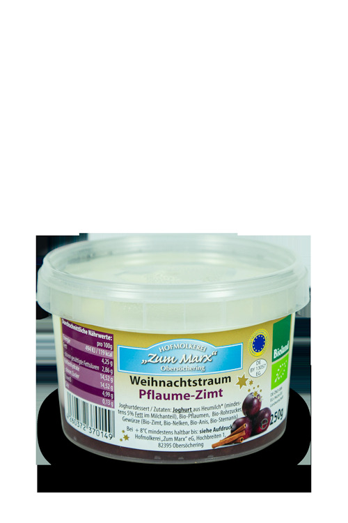 BIO Obersöcheringer Heumilch Rahmjoghurt Pflaume-Zimt mind. 3,5% Fett 250g