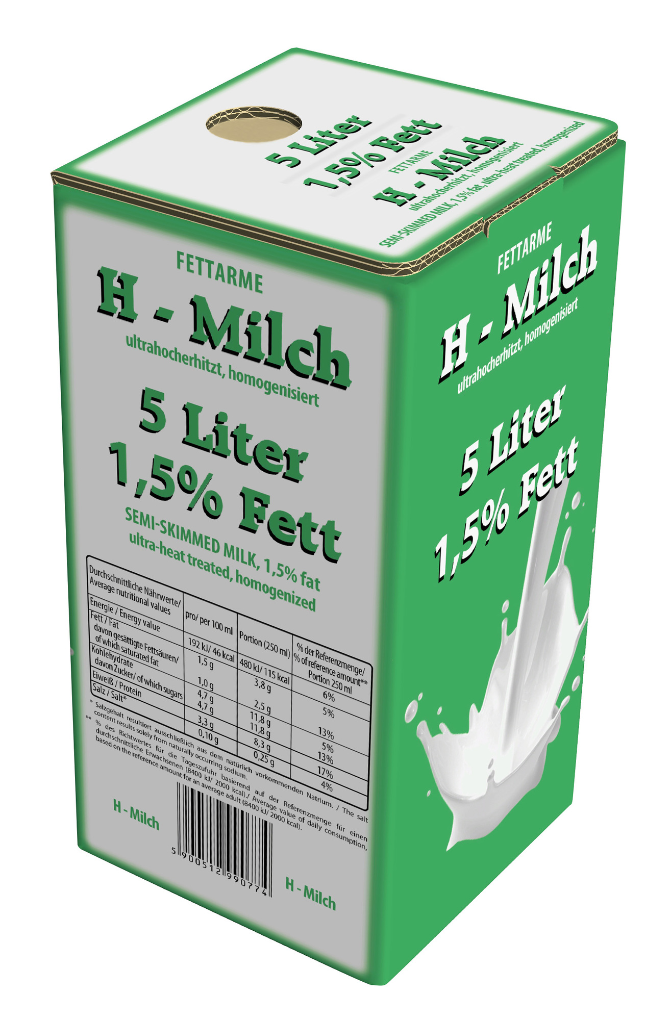 H-Milch 1,5 % Fett 5000ml