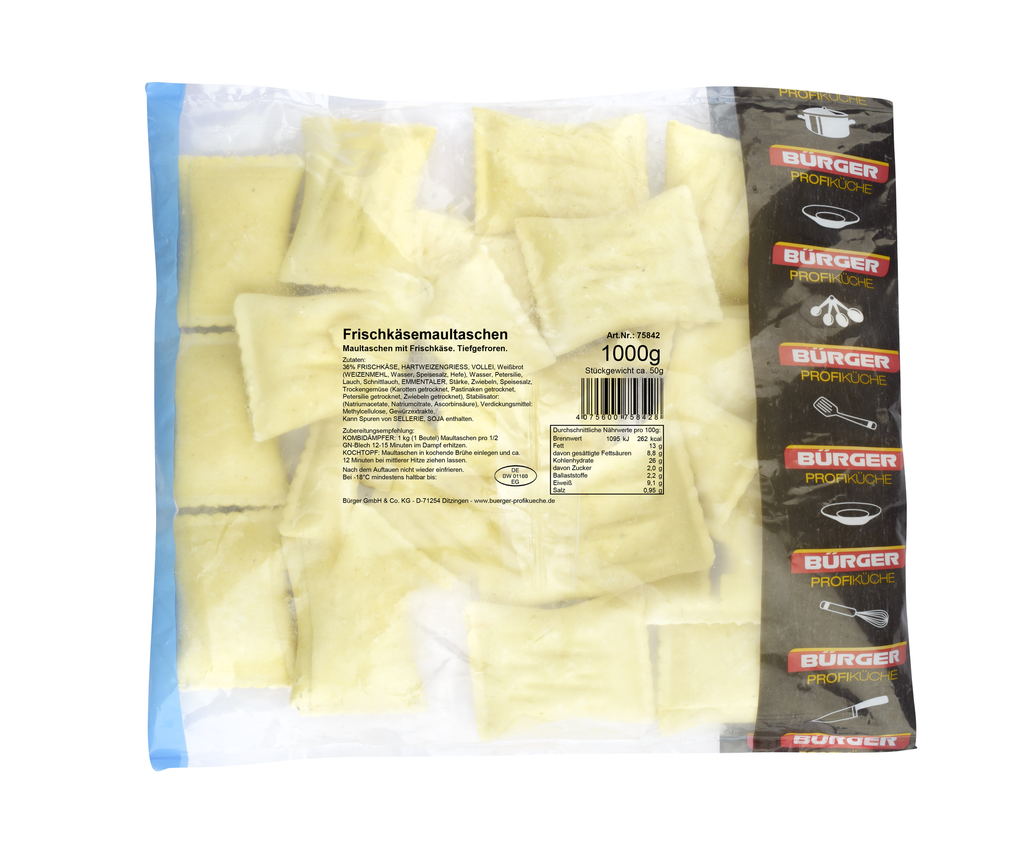 Maultaschen mit Frischkäse 1000g