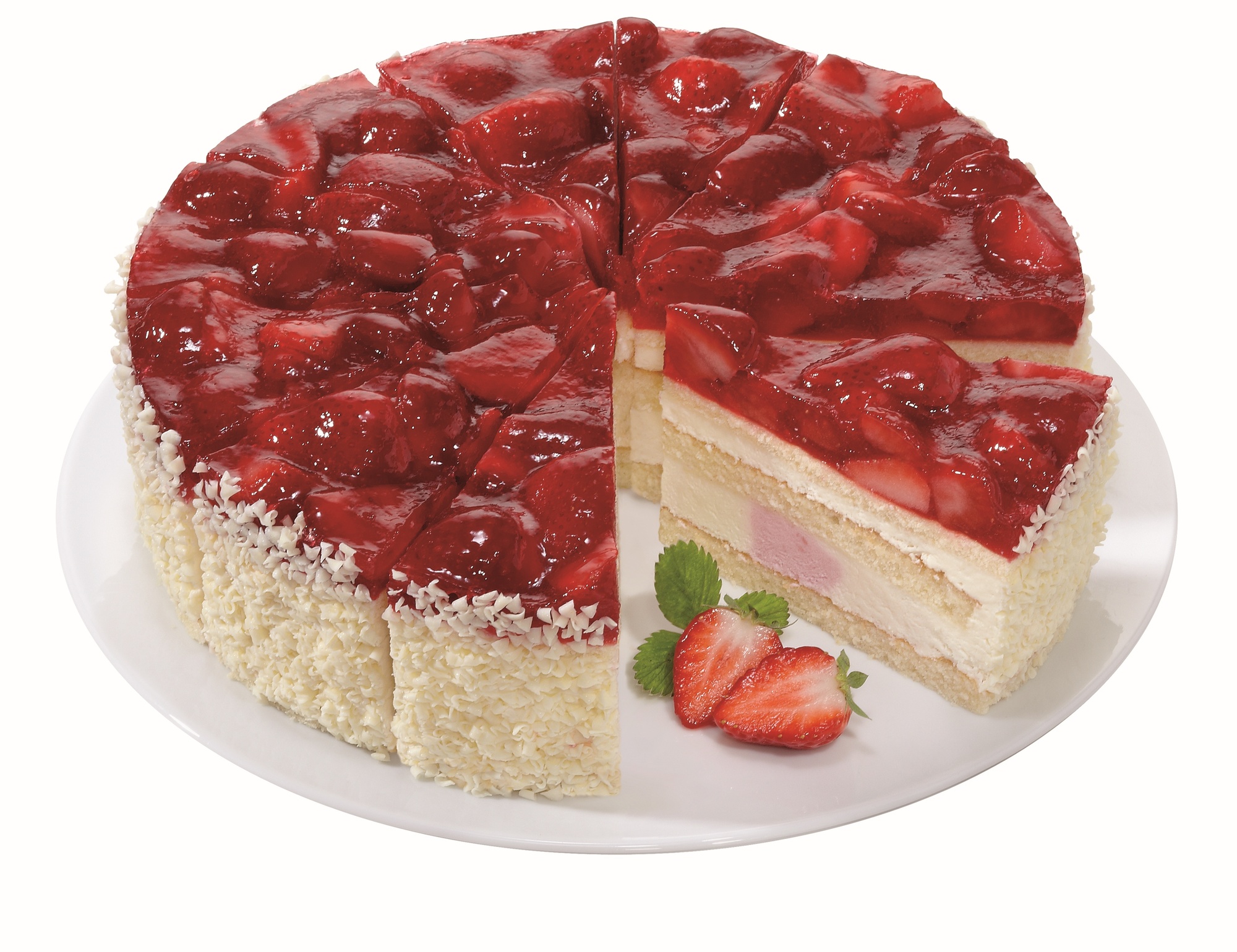 Erdbeer-Vanille-Torte vorgeschnitten 2150g