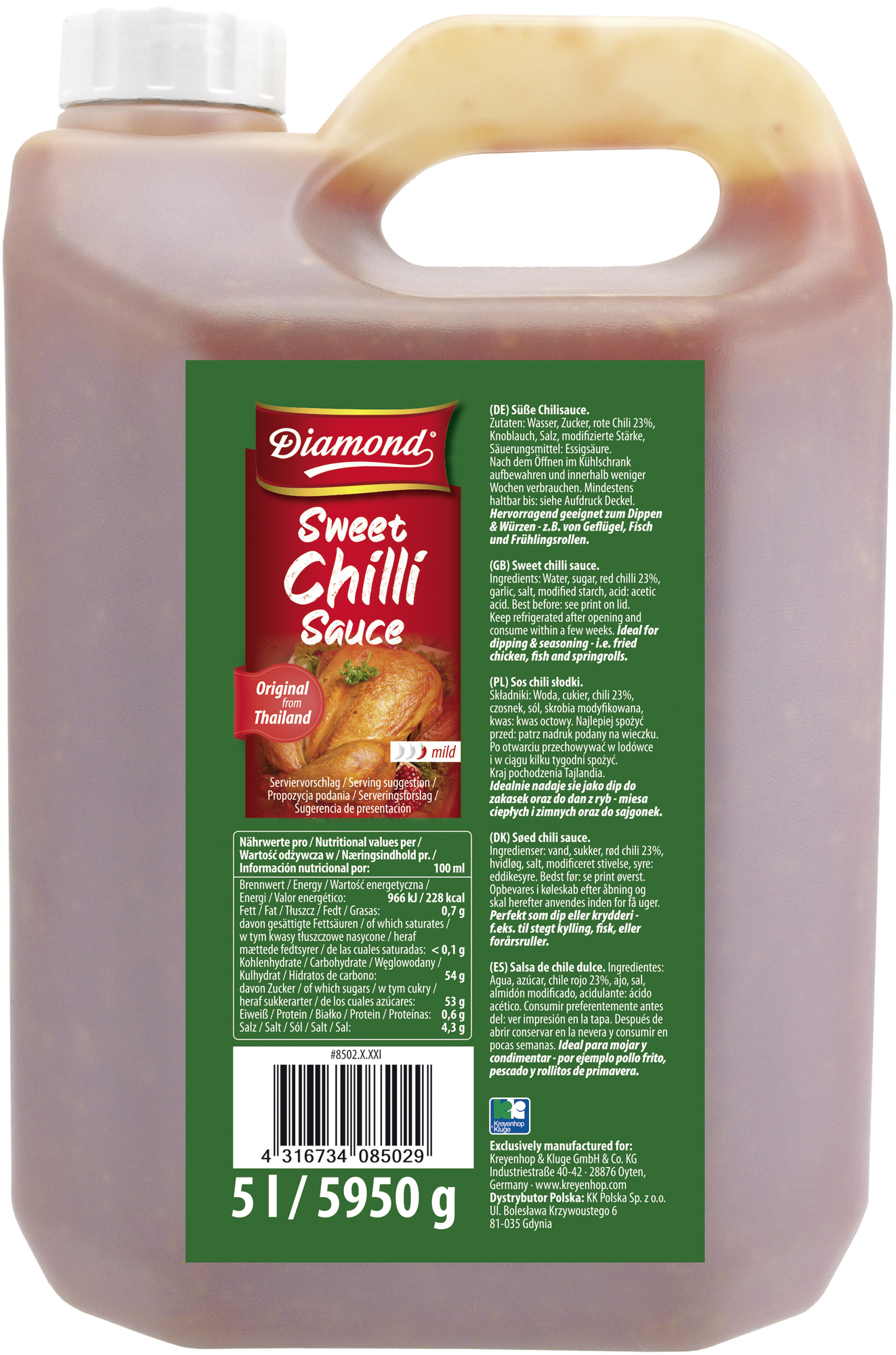 Süße Chilisauce für Huhn und Fisch 5000ml