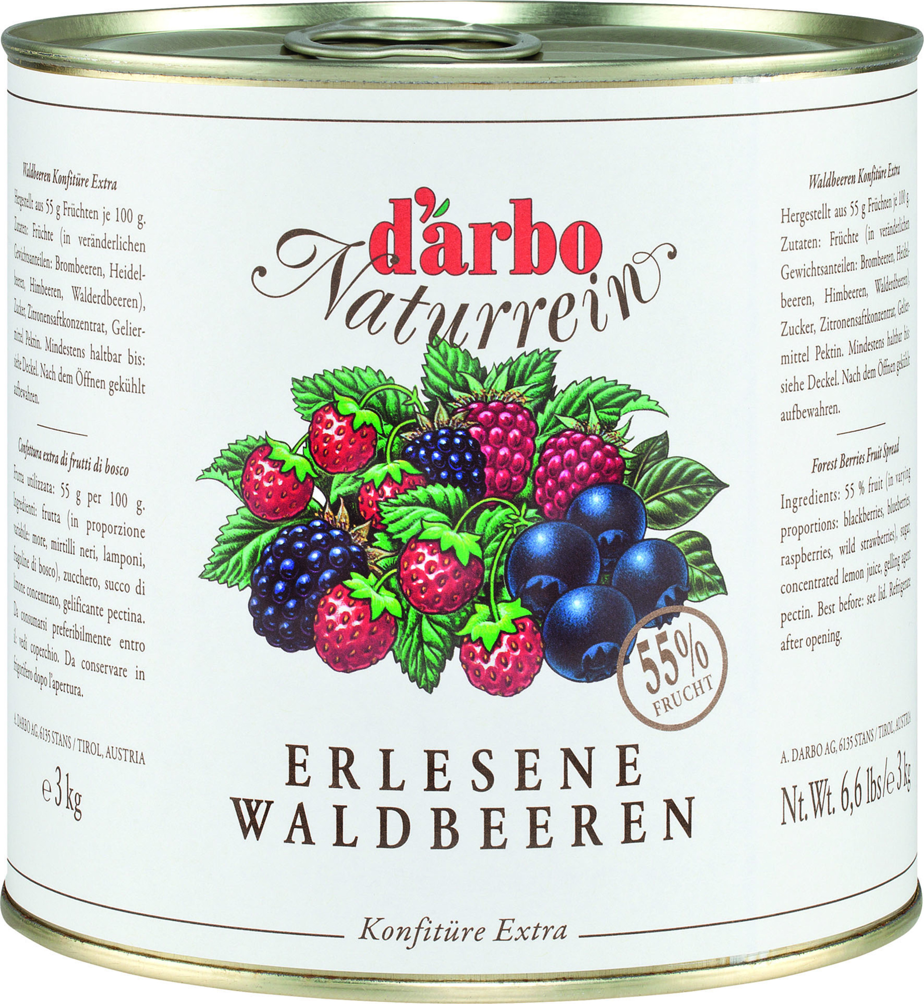 Naturrein Waldbeeren Konfitüre extra 3000g