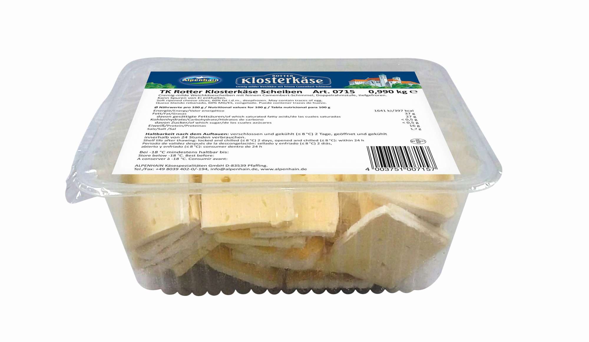 Rotter Klosterkäse Scheiben mit Camembertschimmel 990g