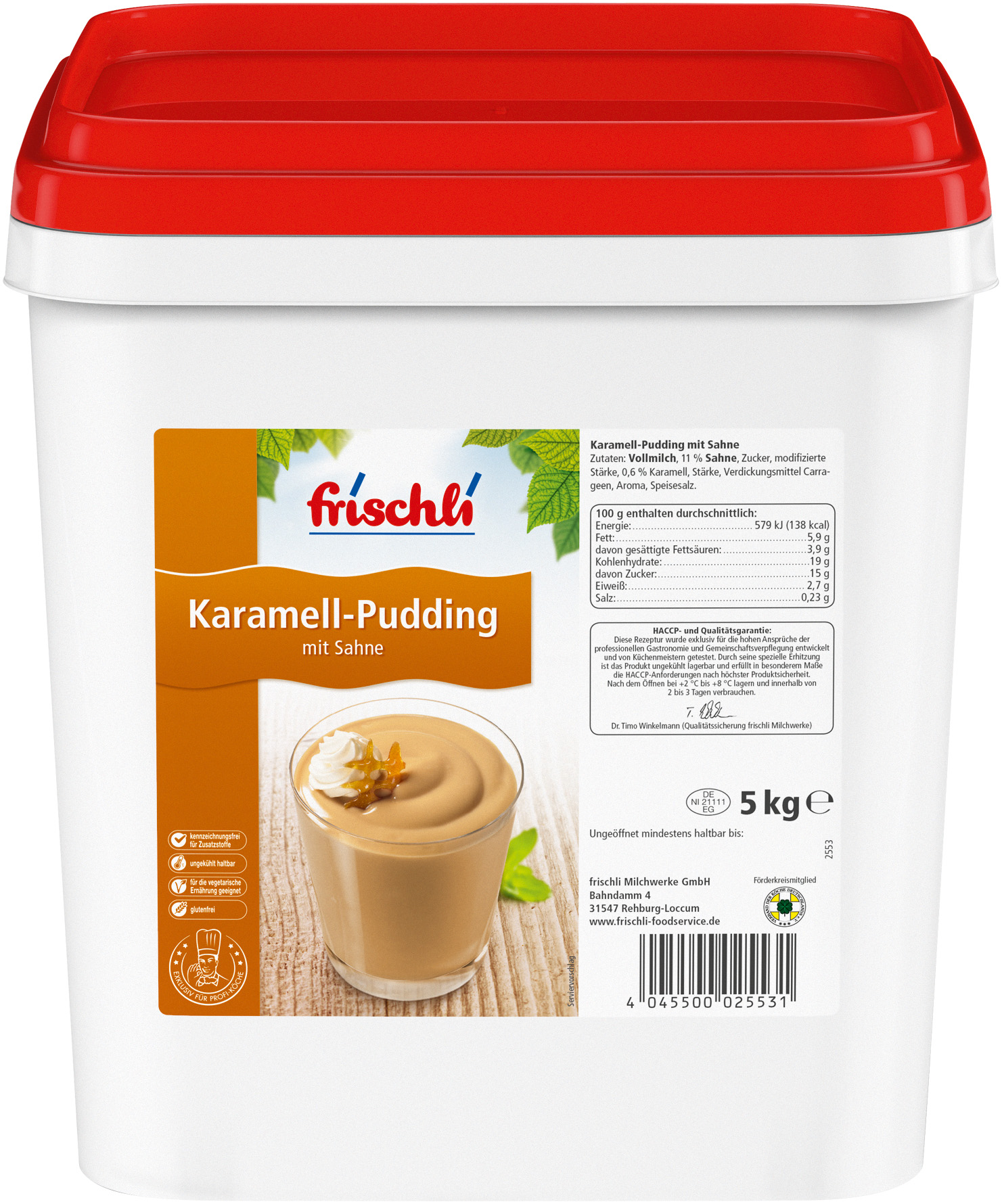 Karamell-Pudding mit Sahne 5000g